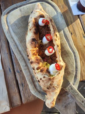 Peinirli with Lahmacun at Ergon Agora in Thessaloniki