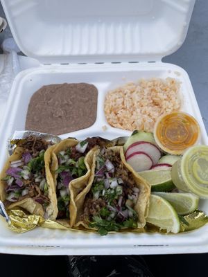 Taco platter at Calaveritas in Atlanta
