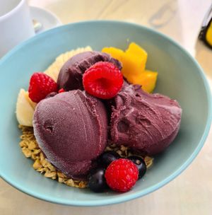 Vegan acai bowl at Sea You Surf Cafe in Aljezur