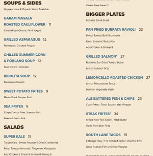 Menu  at South Lane Bistro in Guilford