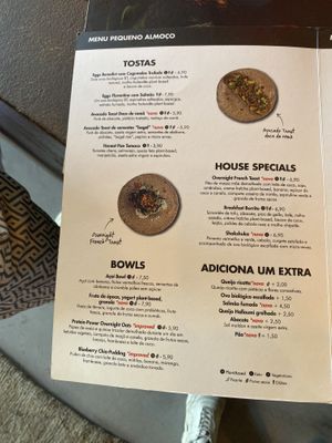 Breakfast menu  at Honest Greens - Silva Carvalho in Lisbon
