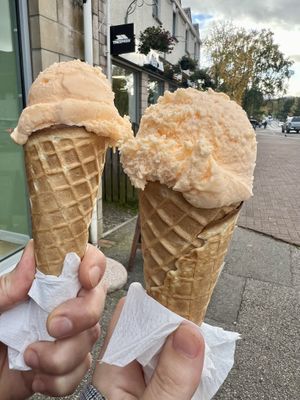 Irn Bru sorbets in (vegan) waffle cones   at Miele's Gelateria in Aviemore