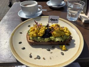 Avocado and toast  at Cartwheel Coffee in Beeston