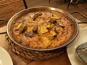 Vegan paella at Hotel & Restaurant Marina Palamós in Palamos