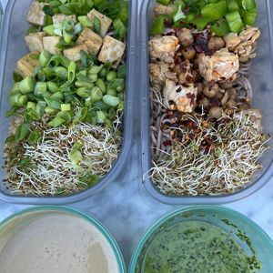 Bountiful Harvest and Sending Noods, both vegan, both delicious at  Pit & Seed in San Diego