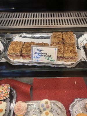 Strawberry rhubarb oat bar at Laurelle's Fine Foods in Vancouver