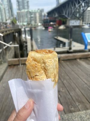 Tofu roll. Have them warm it up so you can enjoy it right away  at Laurelle's Fine Foods in Vancouver