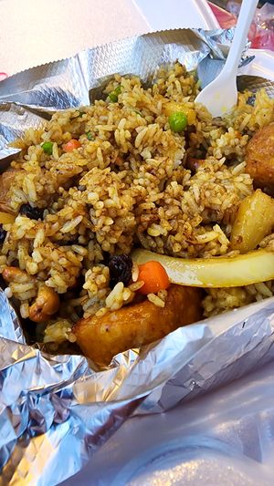 Pineapple fried rice, no egg, with tofu. at Coat & Thai in Austin