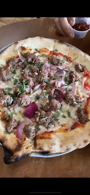 Impossible Pizza with vegan cheese  at Willow Street Wood Fired Pizza in San Jose