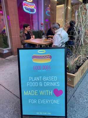  This sign is inaccurate. They are not for everyone, they discriminate  at Good Dogs Plant Foods in Vancouver