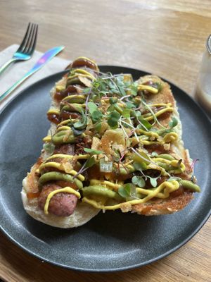 Brunch dog at Good Dogs Plant Foods in Vancouver