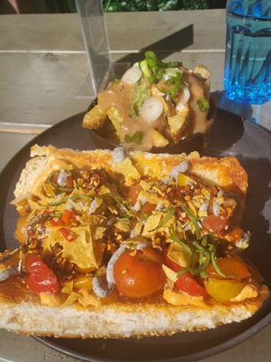 Hail seitan, half order of poutine. at Good Dogs Plant Foods in Vancouver