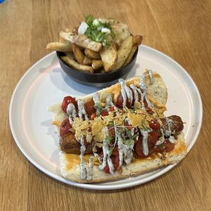 Hail Seitan! & half Poutine  at Good Dogs Plant Foods in Vancouver