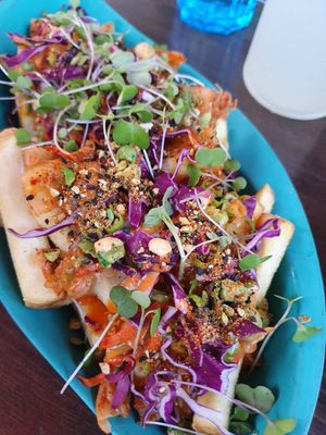 Kimchi poutine at Good Dogs Plant Foods in Vancouver