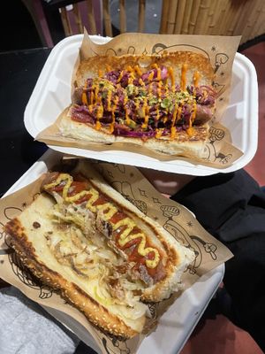 Seoul dog and ball park dog  at Good Dogs Plant Foods in Vancouver