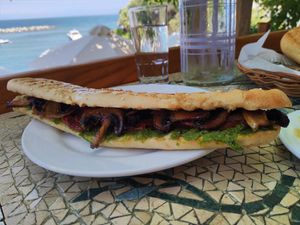 Mushroom sandwich at Victoria Cafe & Boutique in Ntamouchari
