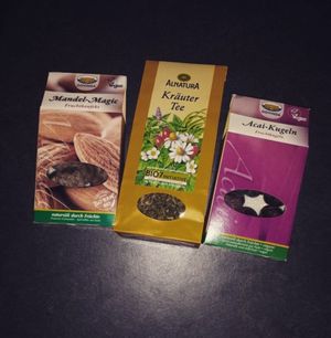 raw vegan snacks and some herbal tea at Alnatura in Konstanz