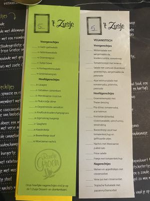 Recept kaarten van het Zusje at 't Zusje in Sint-oedenrode