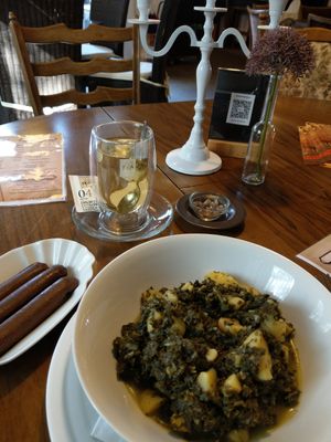 Vegan kale with potatoes & sausage at Alter Bahnhof in Sprockhoevel