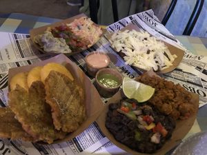 Selection of vegan tapas   at El Rabipelao in Barcelona