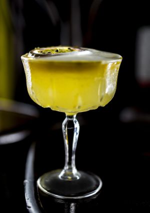 Vegan Passion fruit Pisco Sour at El Rabipelao in Barcelona