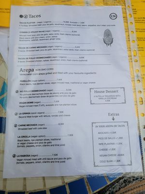 menu card at El Rabipelao in Barcelona