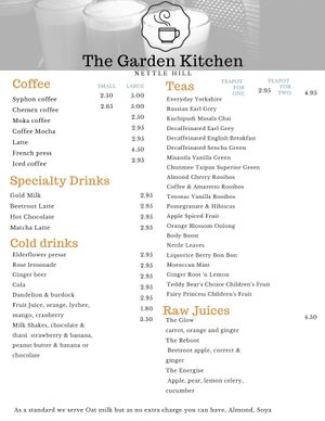 Drinks and more  at The Garden Kitchen in Ansty