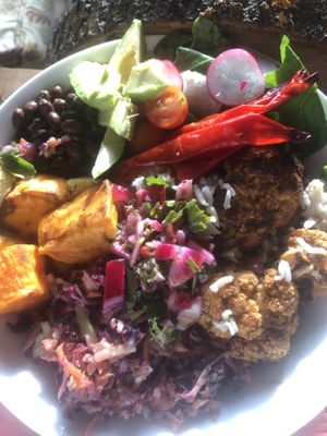 Smokey Cauliflower Chimichurri Bowl  at The Garden Kitchen in Ansty