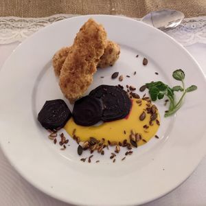 Smoked cashew croquettes   at The Garden Kitchen in Ansty