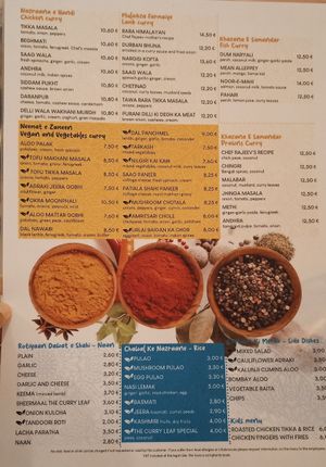 The menu at The Curry Leaf in Lagos