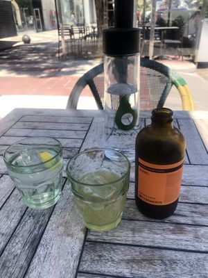 Water and kombucha   at A Vocados in Platja Daro