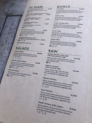 Menu (vegan clearly labeled)  at A Vocados in Platja Daro