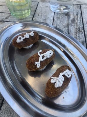 Mushroom croquettes with v-truffle mayo   at A Vocados in Platja Daro