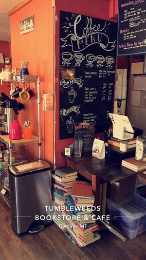 amazing soy lattes! at Tumbleweeds Bookstore and Cafe in Gardiner