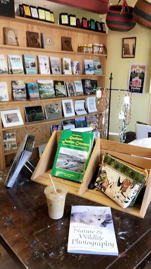 Iced soy latte and books. Life is good! : ) at Tumbleweeds Bookstore and Cafe in Gardiner