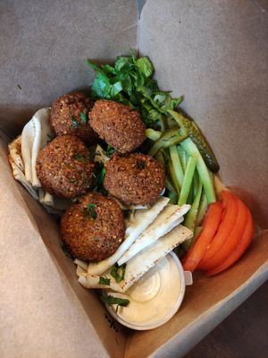 Falafel mixed plate at Not Just Falafel in Athens