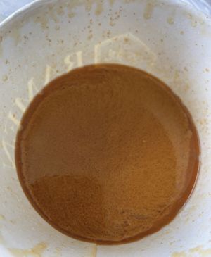 Spicy broth for the Vegan Spicy Garnet  at Rakkan Ramen in Boulder