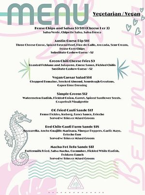 Veg/Vegan menu page 2 at Bermuda PEC in Prince Edward