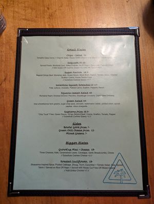 Veg menu 2 at Bermuda PEC in Prince Edward