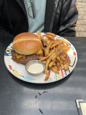 Burger and double fried friess  at Bermuda PEC in Prince Edward
