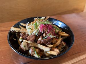 Vegan dirty fries  at Zero Gravity Craft Brewery in Burlington