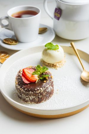 Our Chocolate Lava - molten chocolate cake with vanilla bean ice cream at LEGENDS - Bistro Bar and Sports in Canggu