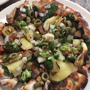 WB Pizza's "The Vegan" features tons of amazing vegetables! at WB Pizza - Allisonville Rd in Indianapolis