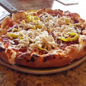 WB's newest vegan pizza has WB's Vegan Hot Italian Sausage, Banana Peppers and Teese Cheese!  Yum! at WB Pizza - Allisonville Rd in Indianapolis