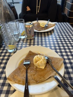 Make your own vegan galette, golden syrup, banana and vanilla ice cream! #Veganuary at Pear Tree Creperie in Lichfield