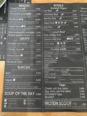 Menu in June 2023  at Dondué in Sao Miguel