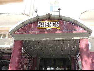 Outside at Friends Coffee in Bishkek