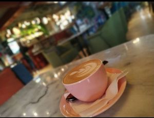 Coffee with plant milks at Friends Coffee in Bishkek