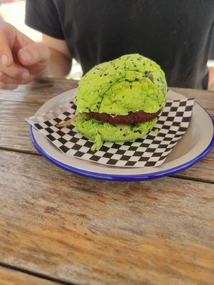 Burger with garden Gourmet patty at Areal Beach Bar by Chakall in Lourinha