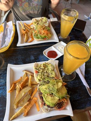 Vegan burger   at Bananas in Mancora